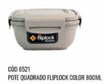 POTE QUADRADO FLIPLOCK 800 ML COLOR - Distribuidora 12 de Outubro