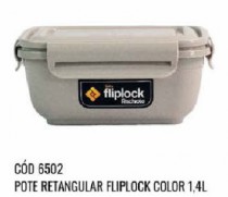 POTE RETANGULAR FLIPLOCK 1,4 L COLOR - Distribuidora 12 de Outubro