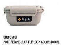 POTE RETANGULAR FLIPLOCK 400 ML COLOR - Distribuidora 12 de Outubro