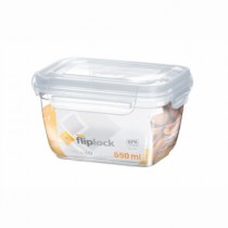 POTE RETANGULAR FLIPLOCK 550 ML ALTO - Distribuidora 12 de Outubro