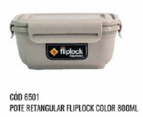 POTE RETANGULAR FLIPLOCK 800 ML COLOR - Distribuidora 12 de Outubro