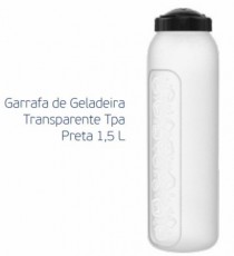 GARRAFA TRANSPARENTE TAMPA PRETA 1,5 L - Distribuidora 12 de Outubro