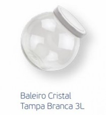 BALEIRO CRISTAL TAMPA BRANCA 3L - Distribuidora 12 de Outubro