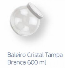 BALEIRO CRISTAL TAMPA BRANCA 600ML - Distribuidora 12 de Outubro