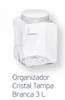 ORGANIZADOR CRISTAL TAMPA BRANCA 3L - Distribuidora 12 de Outubro