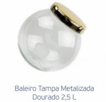 BALEIRO TAMPA METALIZADA DOURADO 2,5 L - Distribuidora 12 de Outubro