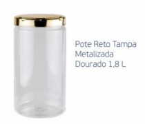 POTE RETO TAMPA METALIZADA DOURADO 1,8 L - Distribuidora 12 de Outubro