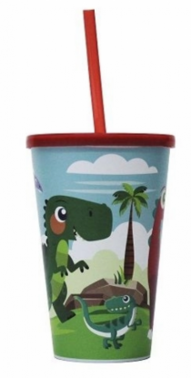 COPO 550ML C TAMPA RETA DINO - Distribuidora 12 de Outubro