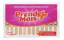 PRENDEDOR DE ROUPA DE MADEIRA GIGANTE 12 PCS - Distribuidora 12 de Outubro