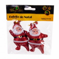 PAPAI NOEL C GLITTER 8X6,5CM SOLAPA 2 PECAS - Distribuidora 12 de Outubro