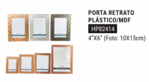 PORTA RETRATO 4X6 EM PLASTICO PS E MDF - Distribuidora 12 de Outubro