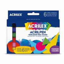 MARCADOR P/ TECIDO CAIXA C/ 06 CORES - Distribuidora 12 de Outubro