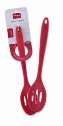 COLHER VAZADA SILICONE CHERRY 27.5X5.5CM - Distribuidora 12 de Outubro