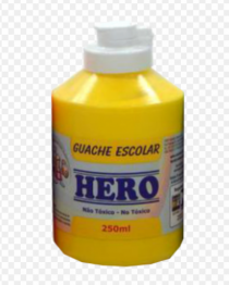 GUACHE TEMPERA HERO 250ML AMARELO - Distribuidora 12 de Outubro