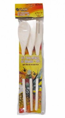 Kit Talheres De Bambu - Distribuidora 12 de Outubro