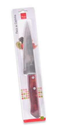 FACA DE COZINHA MADEIRA INOX 27,9CM - Distribuidora 12 de Outubro