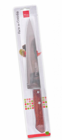 FACA DE COZINHA MADEIRA INOX 33CM - Distribuidora 12 de Outubro