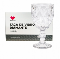 CJ TACA DE VIDRO DIAMANTE 340 ML 6 PCS - Distribuidora 12 de Outubro