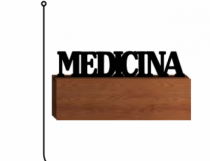 PALAVRA MEDICINA C/ BASE EM MADEIRA 25X12CM - Distribuidora 12 de Outubro