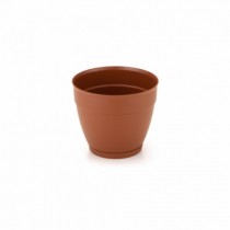 VASO REDONDO TERRACOTA C/ PRATO 15X12,5 CM - Distribuidora 12 de Outubro