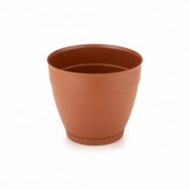 VASO REDONDO TERRACOTA COM PRATO 20X16,7 CM - Distribuidora 12 de Outubro