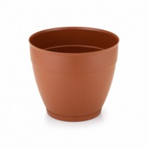 VASO REDONDO TERRACOTA COM PRATO 25X20,7 CM - Distribuidora 12 de Outubro