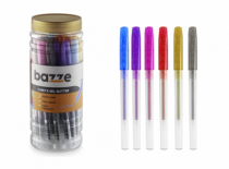 CANETA GEL GLITTER BAZZE COLOR PT 24UN - Distribuidora 12 de Outubro