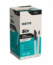 CANETA ESF BAZZE SIX PTO CX 50UN - Distribuidora 12 de Outubro