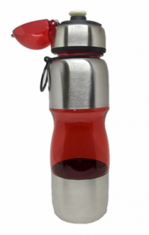 GARRAFA SQUEEZE PLASTICO/ACO INOX 600ML - Distribuidora 12 de Outubro