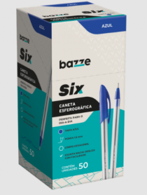 CANETA ESF BAZZE SIX AZ CX 50UN - Distribuidora 12 de Outubro