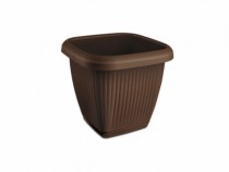 VASO QUADRADO 0,5L C PRATO MARROM - Distribuidora 12 de Outubro