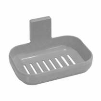 SABONETEIRA DE PAREDE CINZA COM SUPORTE ADESI - Distribuidora 12 de Outubro