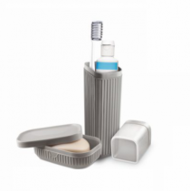 KIT VIAGEM BANHEIRO CINZA CLARO - Distribuidora 12 de Outubro