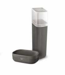 KIT VIAGEM BANHEIRO CINZA ESCURO - Distribuidora 12 de Outubro