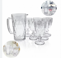 CONJ JARRA E TACAS DE VIDRO DIAMANTE CITY - Distribuidora 12 de Outubro