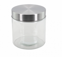POTE DE VIDRO REDONDO 500ML TAMPA CROMADA - Distribuidora 12 de Outubro