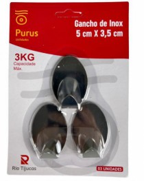 GANCHO DE INOX COM 3 UND-5X3,5 CM - Distribuidora 12 de Outubro