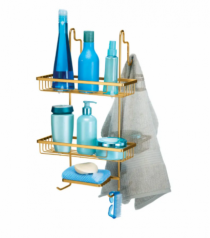 PRATELEIRA PORTA SHAMPOO PARA BOX DOURADO - Distribuidora 12 de Outubro