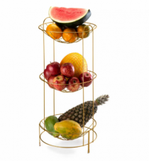 FRUTEIRA TRIPLA DOURADO FOSCO - Distribuidora 12 de Outubro