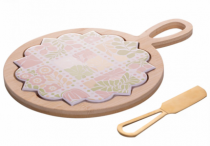 CJ 3 PCS QUEIJO C/ TABUA REDONDA E FACA - Distribuidora 12 de Outubro