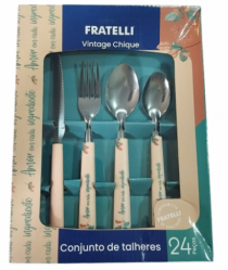 CJTO TALHERES DECORADO VINTAGE NUDE 24PCS - Distribuidora 12 de Outubro