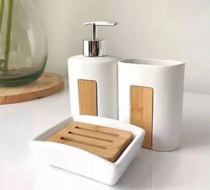 JOGO PARA BANHEIRO 3PCS P/ SABONETE E ESCOVAS - Distribuidora 12 de Outubro