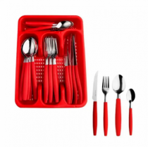 CONJUNTO DE TALHERES HOME 17 PECAS VERMELHO - Distribuidora 12 de Outubro