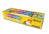 TEMPERA GUACHE 15ML 12CORES PCT C/ 6 - Distribuidora 12 de Outubro