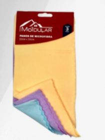 CONJ. DE PANOS MICROFIBRA 30X30CM 3 PCS - Distribuidora 12 de Outubro