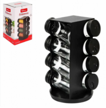 CJ 8 PORTA CONDIMENTOS VIDRO COM SUPORTE GIRA - Distribuidora 12 de Outubro