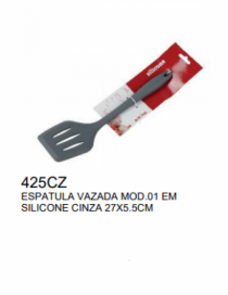 ESPATULA VAZADA EM SILICONE CINZA 27X5,5CM - Distribuidora 12 de Outubro