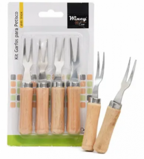 KIT GARFOS P PETISCO CABO MADEIRA 4 PCS - Distribuidora 12 de Outubro
