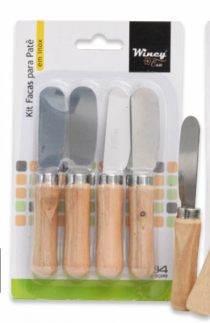 KIT FACAS P PATE CABO MADEIRA 4 PCS - Distribuidora 12 de Outubro