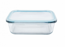 POTE DE VIDRO HERMETICO RETANGULAR 1,5L AZUL - Distribuidora 12 de Outubro